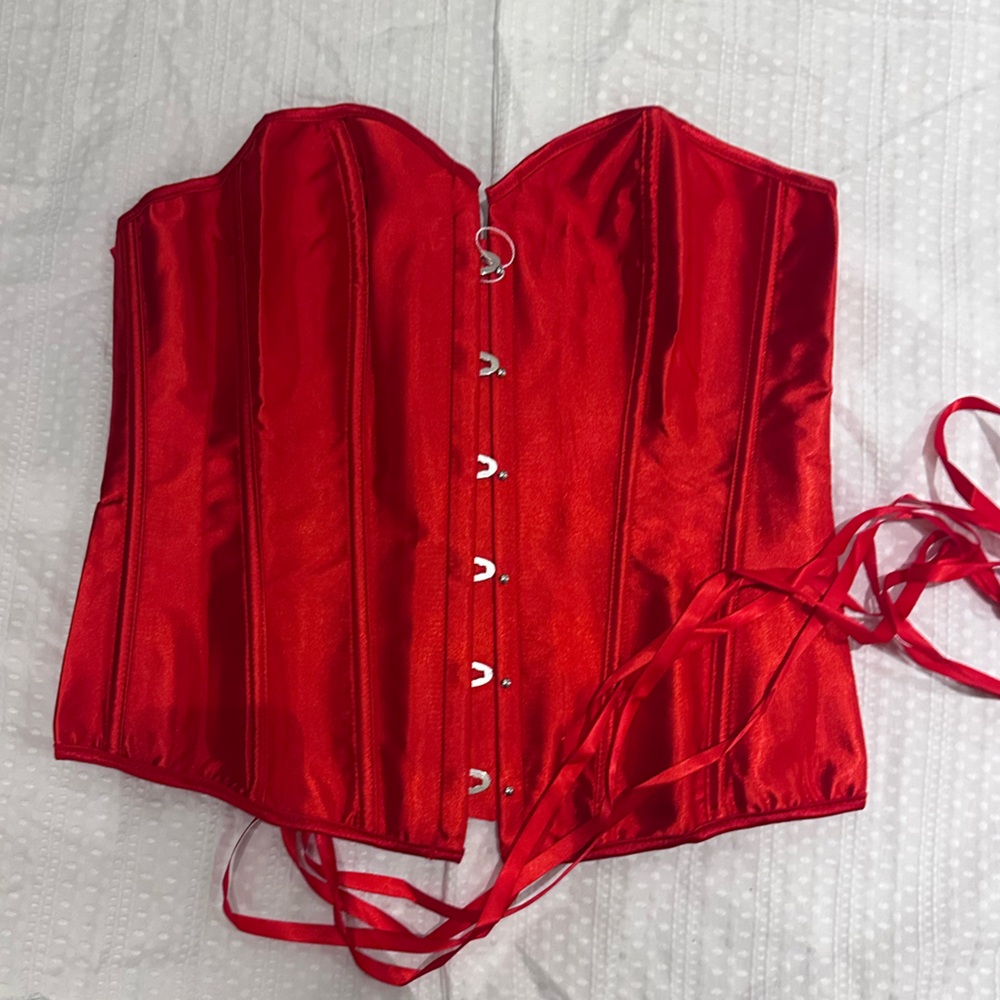 Red Satin Corset Top NWT - 1XL